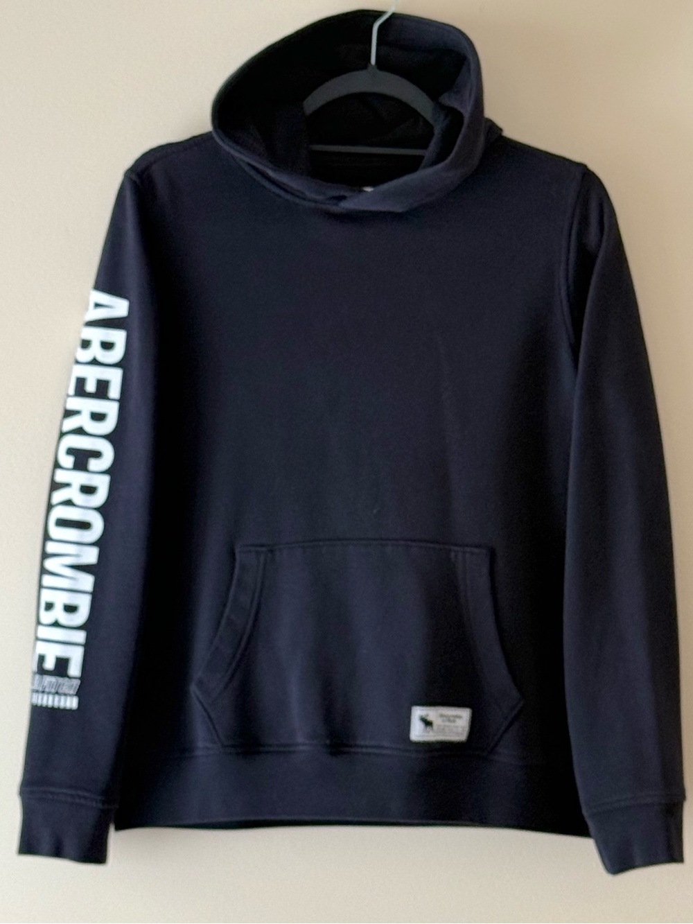 Abercrombie Kids Boys Black Fleece Pullover Hoodie, Size 13/14